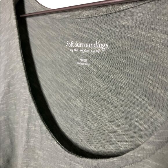 Soft Surroundings Offshore Tunic Top Lagenlook Asymmetrical Buttons Green XL - Picture 3 of 5